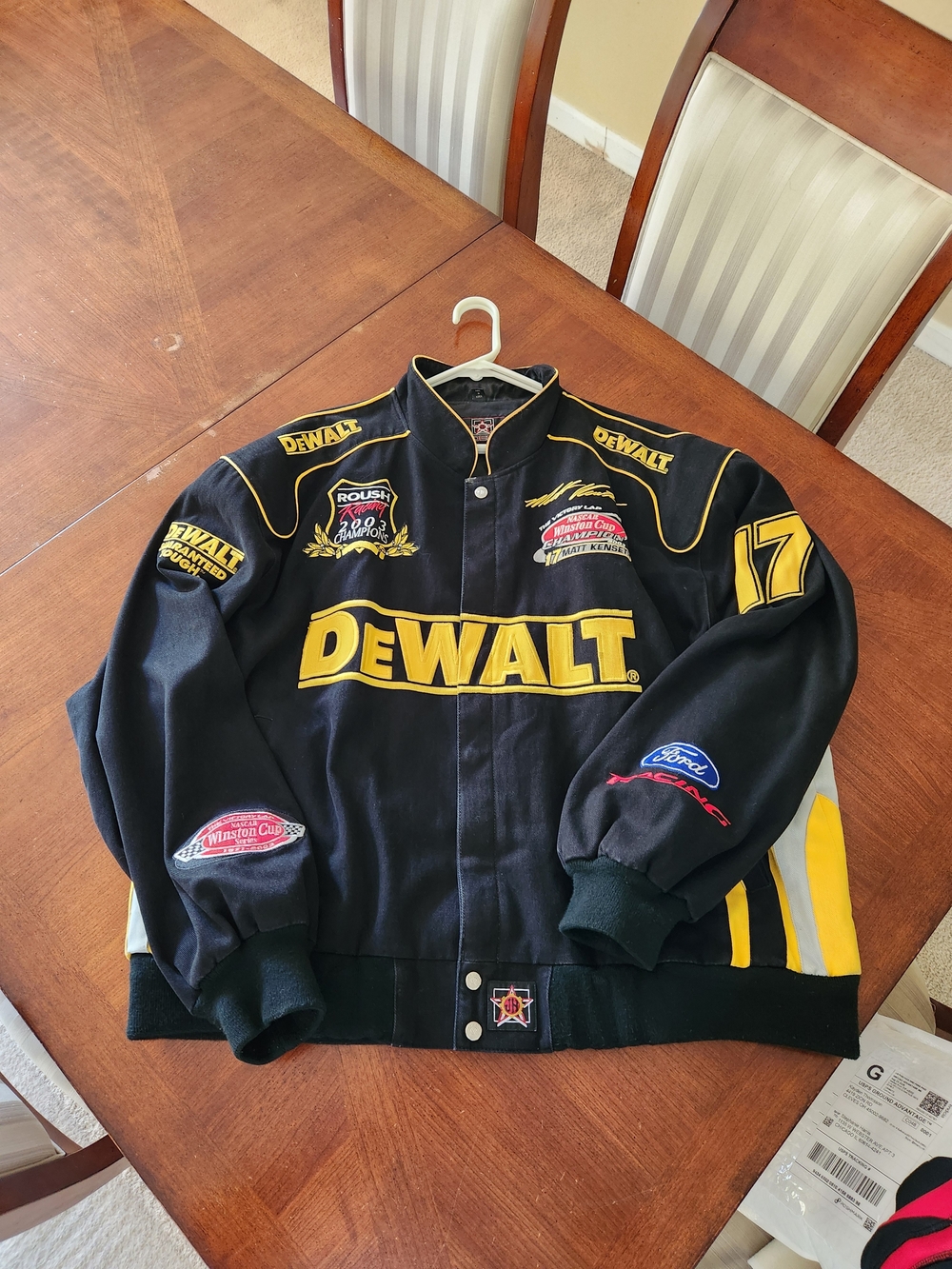 2003 DEWALT Black and Yellow Racing Bomber Jacket - Men's Size 4XL